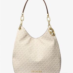 Michael Kors Cream Monogram Hobo with Gold Hardware